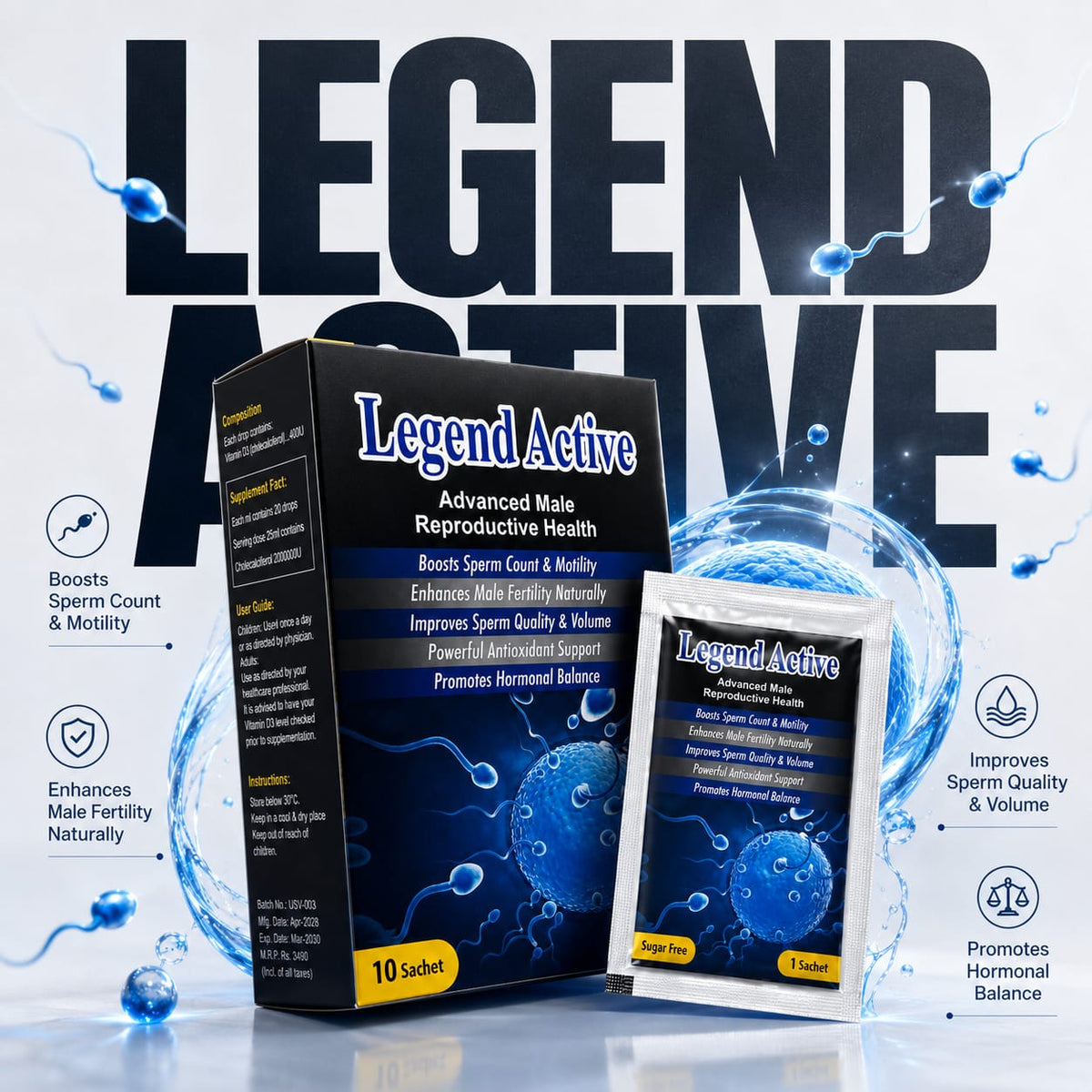 Legend Active Men's Nutritional Sachets by Nutramax Healthcare