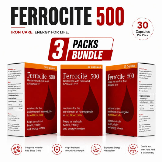 Ferrocite 500 Capsules – 3 Pack Bundle product packaging by Nutramax Healthcare