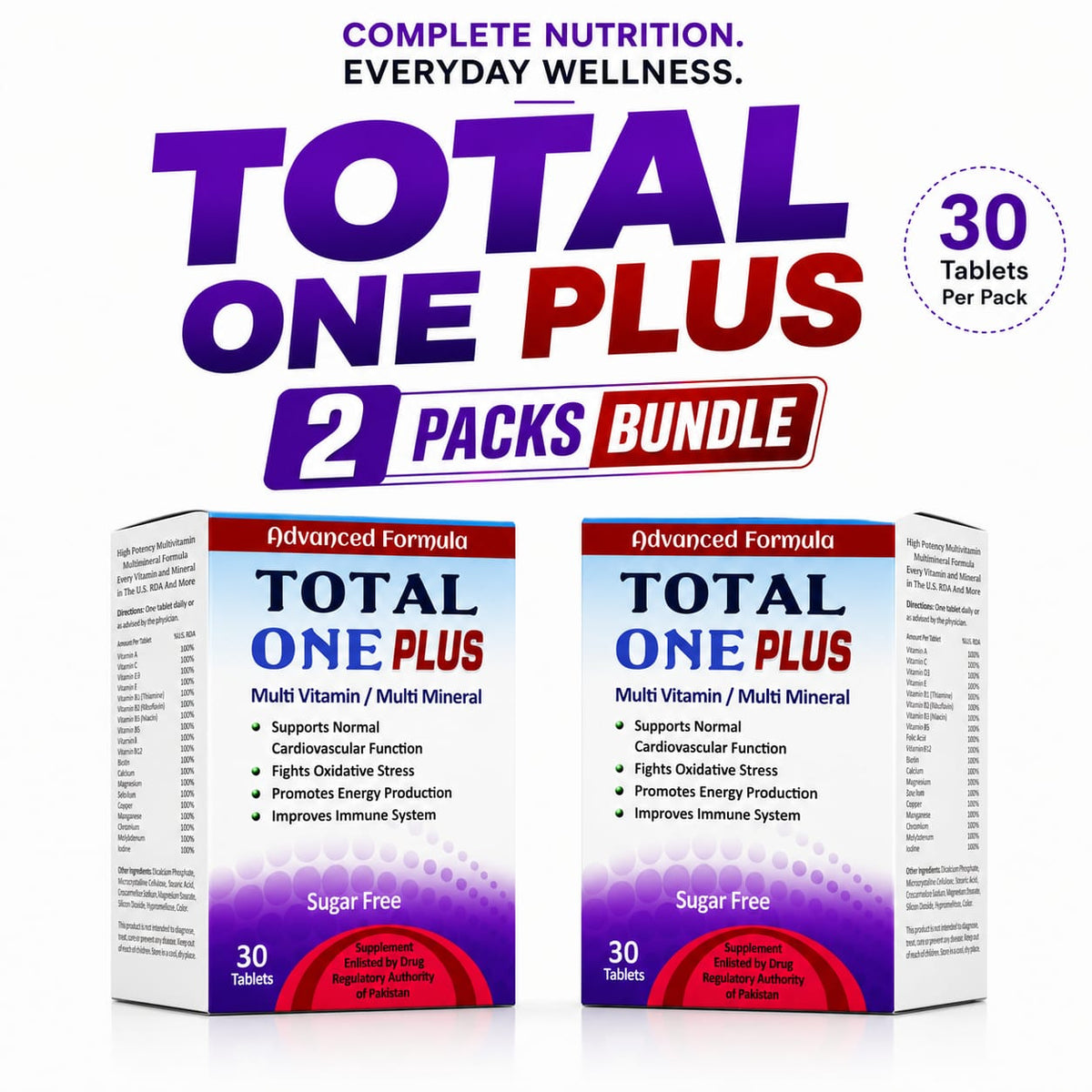 Total One Plus Tablets – 2 Pack Bundle product packaging by Nutramax Healthcare
